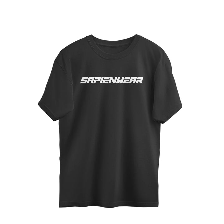 A Sapienwear's black men's oversized t-shirt front side.