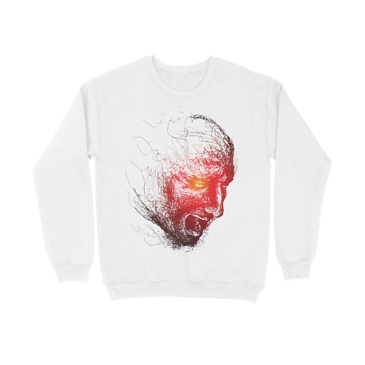 A white sapienwear sweatshirt with the scream design on the front side.
